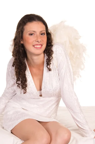 Pretty angel on white — Stok Foto