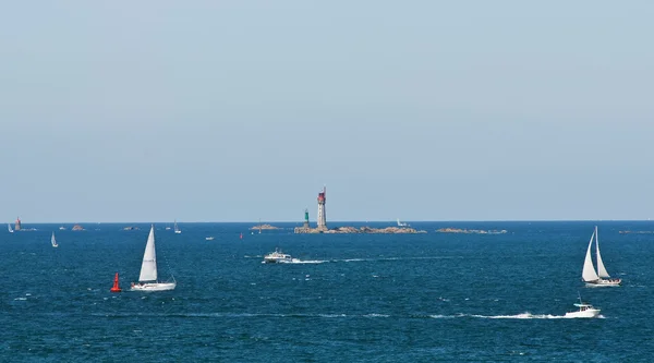 stock image Lighthouse and boats