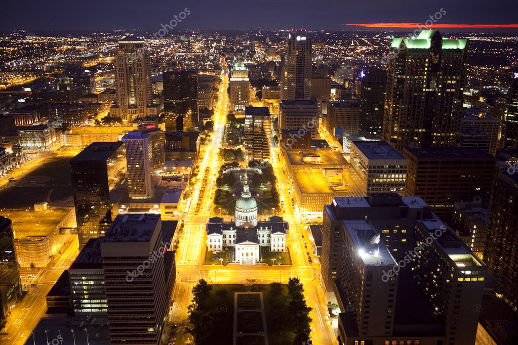 St louis skyline at night | Downtown St. Louis Skyline at Night — Stock ...