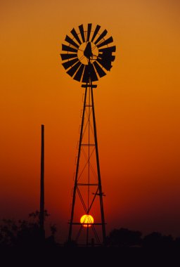 Windmill in Sunset clipart