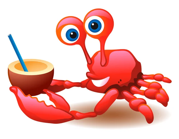 螃蟹和椰子鸡尾酒 — 图库矢量图片