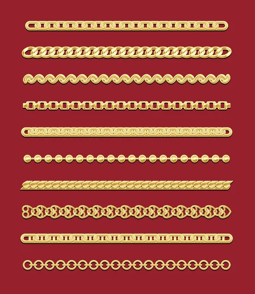 Diseños de cadena de oro — Archivo Imágenes Vectoriales
