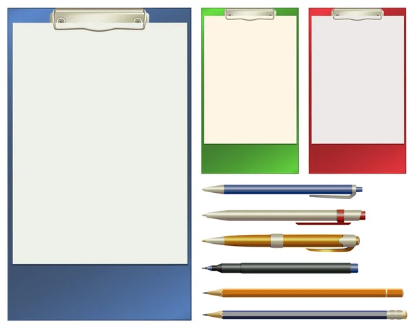 Clip Pad et stylos — Image vectorielle
