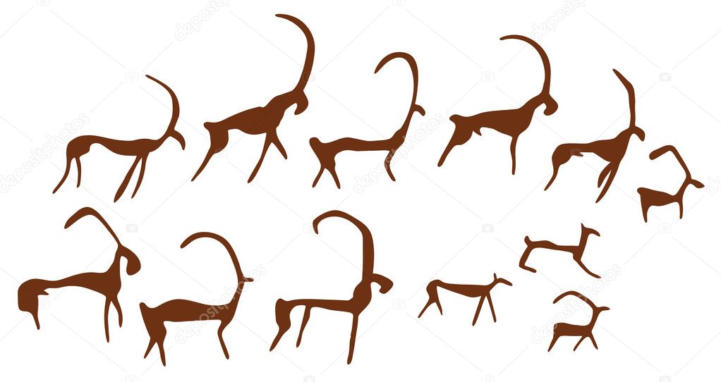 Cave Drawings of Ancient Animals Stock Vector Image by ©bicubic #5814581