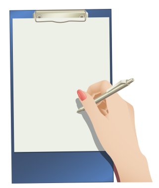 Clip Pad and Hand with Pen clipart