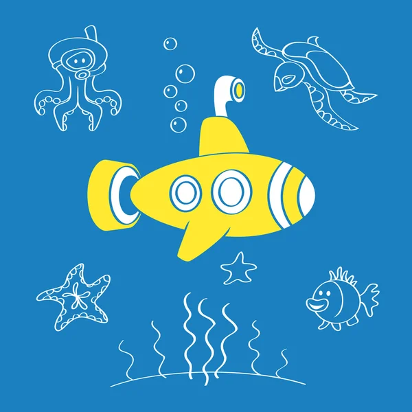 Żółtej łodzi podwodnej — Wektor stockowy