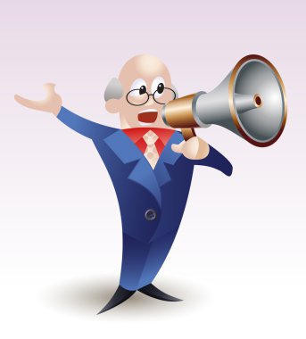 Man Announcing Through a Megaphone clipart