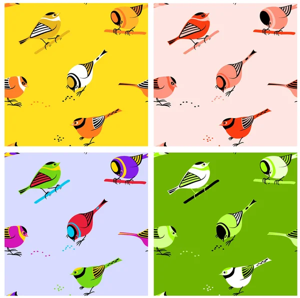 Birds Seamless Pattern Tiles — Stock Vector
