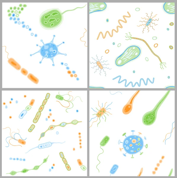 Virus och bakterier seamless mönster — Stock vektor