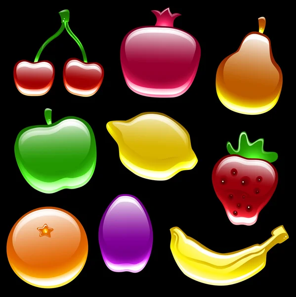 Collection de fruits brillants — Image vectorielle