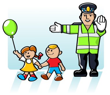 Kids Crossing The Road clipart