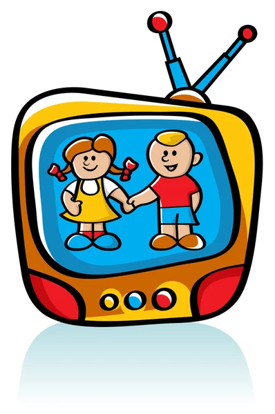 Dzieci w telewizji — Wektor stockowy