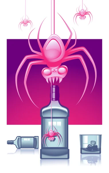 粉红色的蜘蛛 — 图库矢量图片