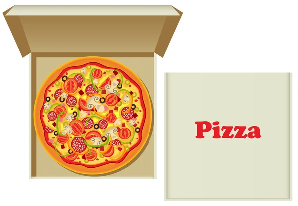 Pizza en caja — Vector de stock