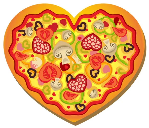 Pizza ve tvaru srdce — Stockový vektor