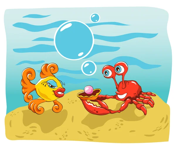 Poissons et crabes Illustrations De Stock Libres De Droits