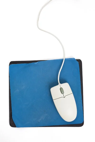 Ποντίκι του υπολογιστή και παλιά μαξιλάρι ποντικιών — Φωτογραφία Αρχείου