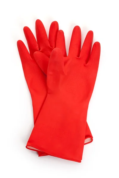 Червоний гумові рукавички — стокове фото