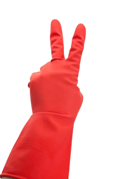 红色橡胶手套 — 图库照片