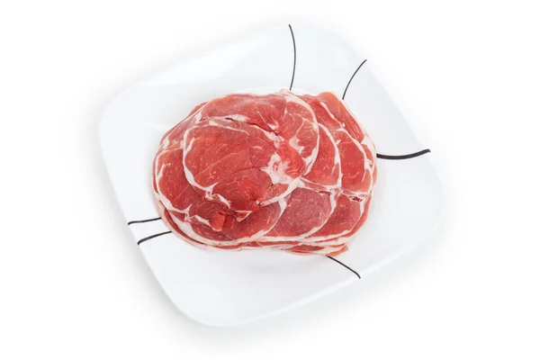 Plastry mięsa baraniego, gotowane w gorący garnek — Zdjęcie stockowe