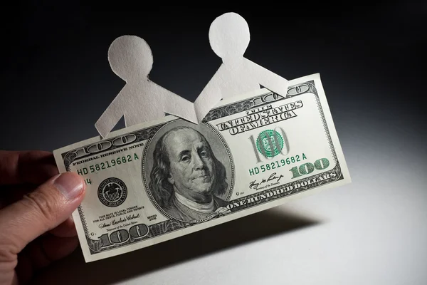 Dolar i papier mężczyzn łańcucha — Zdjęcie stockowe