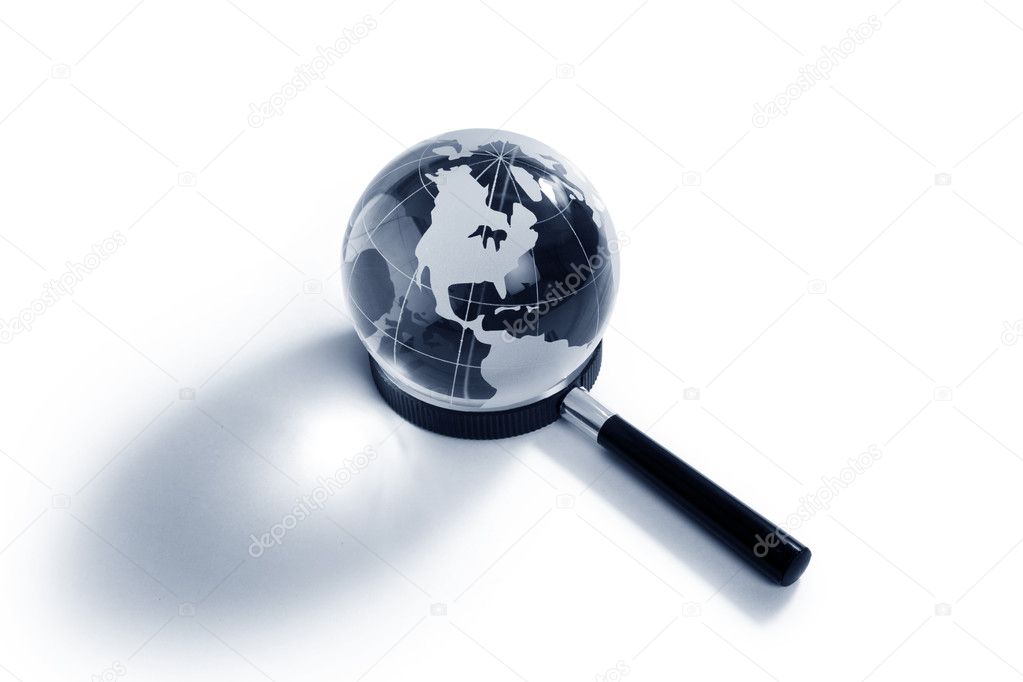 Globe and Magnifying Glass