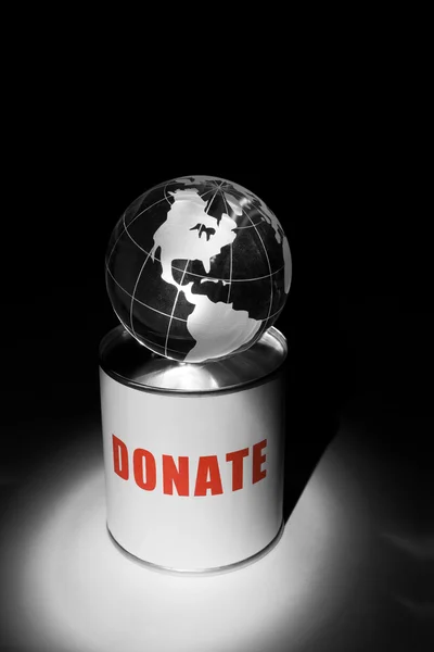 Világon, és adományozás doboz — Stock Fotó