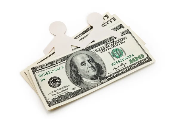 Dollar en papier ketting mannen — Stockfoto