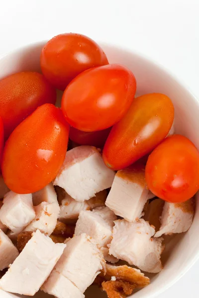Geschreddertes Putenfleisch und Tomaten — Stockfoto