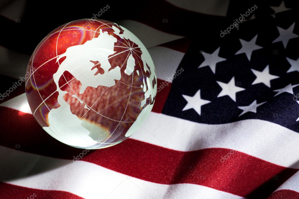 Globe and USA Flag