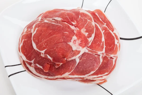 Fårkött skivor kokt i grönsaksgryta — Stockfoto