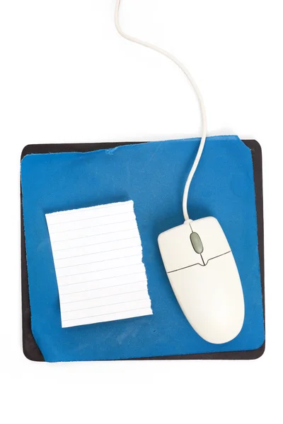 Computer mouse e vecchio tappetino del mouse — Foto Stock