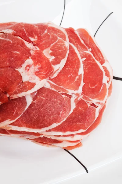 Fårkött skivor kokt i grönsaksgryta — Stockfoto