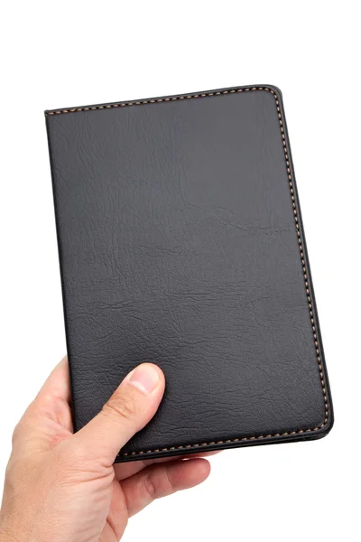 Caderno de couro preto — Fotografia de Stock