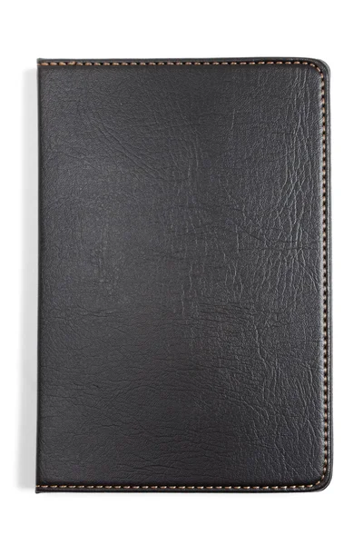 Czarny skórzany notatnik — Zdjęcie stockowe