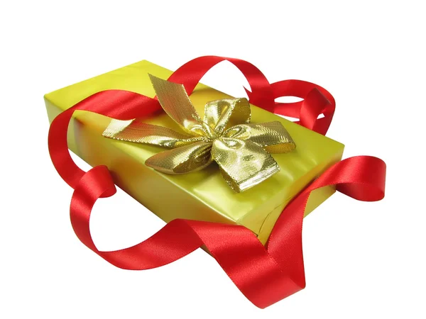 Caja de regalo con cinta roja. —  Fotos de Stock