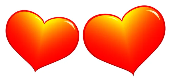 Twee rode harten. — Stockvector