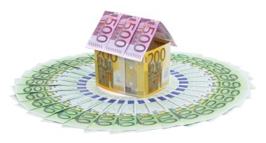 House made of euro banknotes. clipart