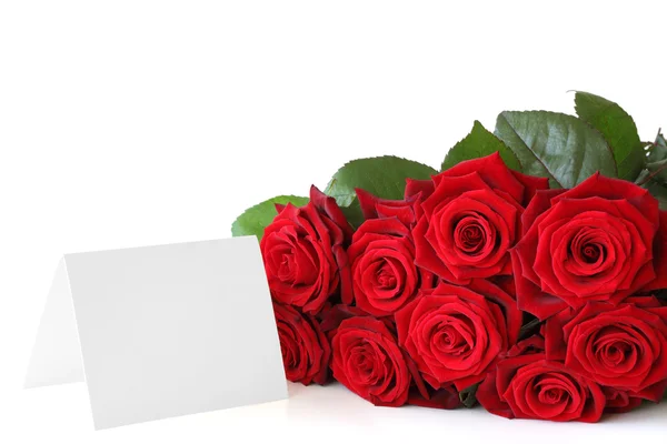 Bouquet de roses avec une note . — Photo