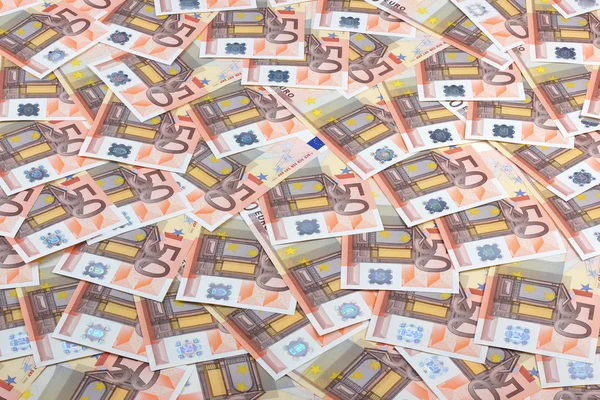 Fifty euro banknotes background. — Stock Photo, Image