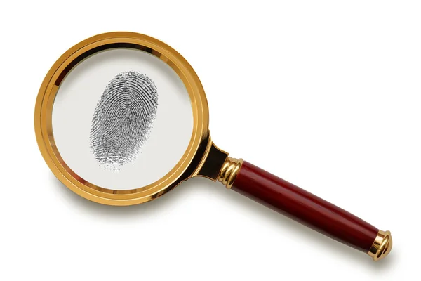 Stock image Magnifying glass with fingerprint.