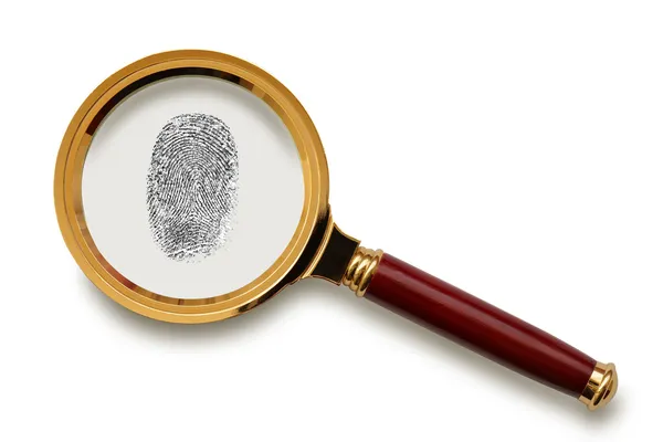 stock image Magnifying glass with fingerprint.