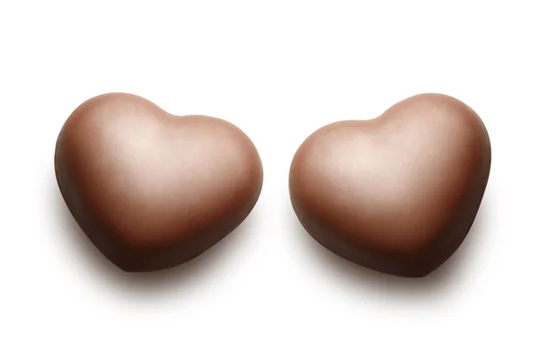 Dos corazones de chocolate . —  Fotos de Stock