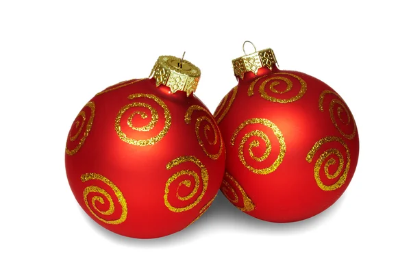 Dvě červené kuličky vánoční. — Stock fotografie