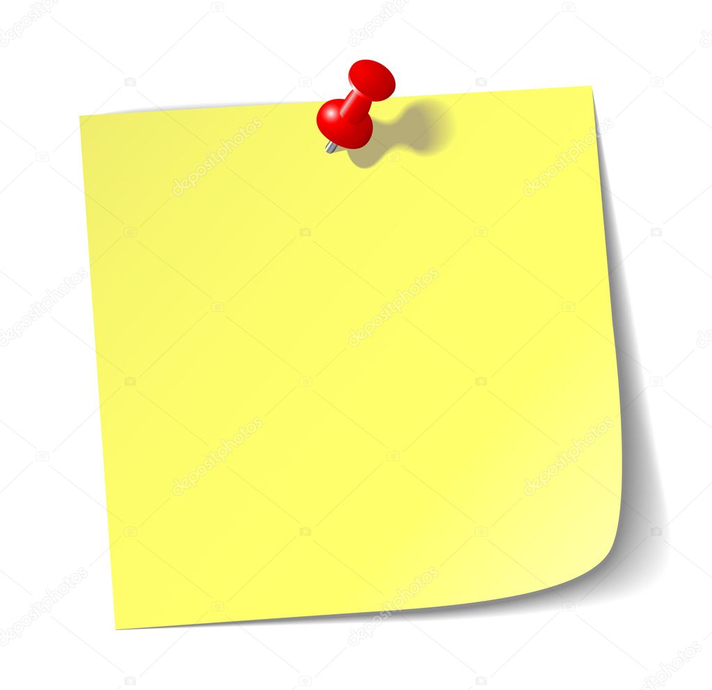 Sticker Red pin over yellow post-it 