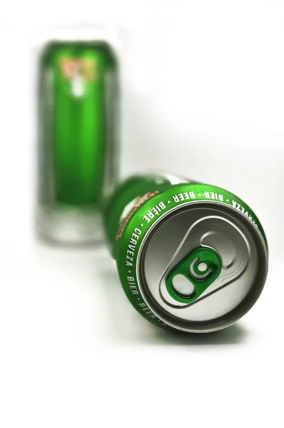 Green cans isolated on white background — Stock Photo, Image