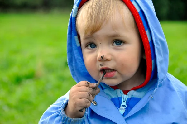 stock image Little boy with dirty face