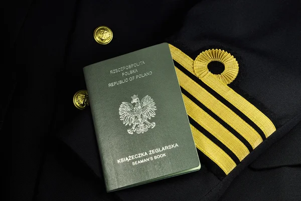 Sailor uniform with seaman's book, naval captain, — Stock Photo, Image