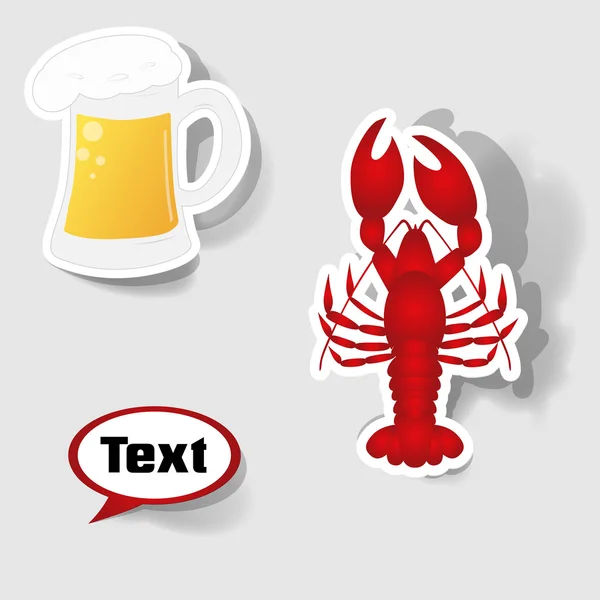 Icon lagosta e uma cerveja — Vetor de Stock
