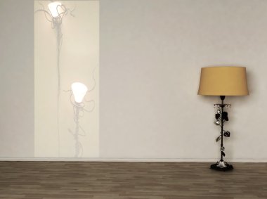 Interior design, yellow floor lamp clipart